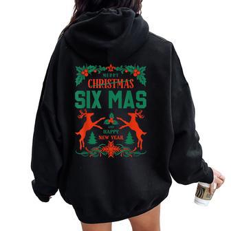 Merry Six Seven Christmas 67 Meme Xmas Boys Girls Women Oversized Hoodie Back Print - Thegiftio UK