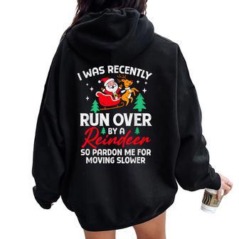 Reindeer Xmas Runover Christmas Grandma Women Oversized Hoodie Back Print - Thegiftio UK