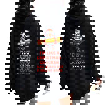 Rude Christmas Cracker Decent Bang Holiday Joke Women Oversized Hoodie Back Print | Mazezy