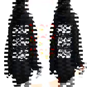 Santa Ghost Reading Books Christmas Library Teacher Women Oversized Hoodie Back Print | Seseable FR