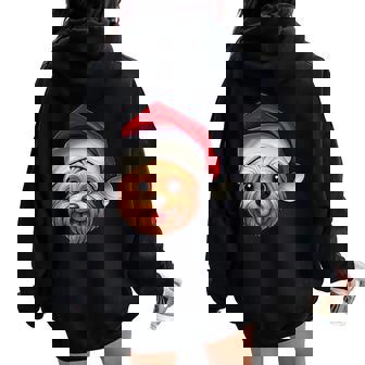 Santa Hat Xmas Pajamas Cairn Terrier Dog Christmas Women Oversized Hoodie Back Print | Mazezy