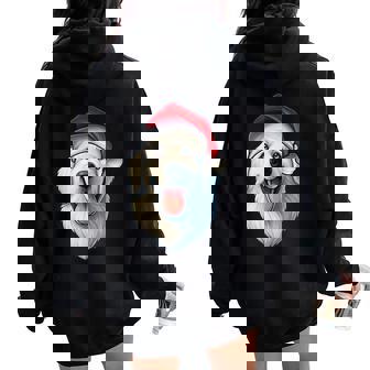 Santa Hat Xmas Pajamas Great Pyrenees Dog Christmas Women Oversized Hoodie Back Print | Mazezy