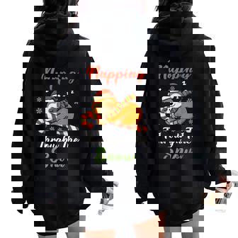 Sloth Christmas Lazy Winter Holiday Vibes Women Oversized Hoodie Back Print | Mazezy