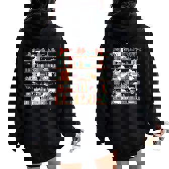 Ghost Christmas Reading Book Lover Library Christmas Teacher Women Oversized Hoodie Back Print | Mazezy