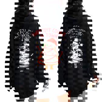 Girl Xmas Sweetest Cookie In Town Christmas Tree Cakes Women Oversized Hoodie Back Print | Seseable CA