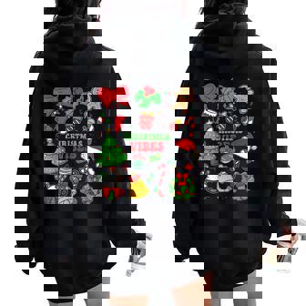 Groovy Christmas Vibes Matching Family Xmas Pajamas Women Oversized Hoodie Back Print | Seseable CA