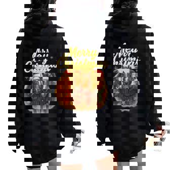 Horses Wearing Santa Hat Merry Christmas Cute Horse Lover Women Oversized Hoodie Back Print | Seseable CA