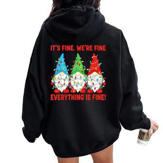 It's Fine Everything Is Fine Gnome Teacher Christmas Women Oversized Hoodie Back Print - Thegiftio UK