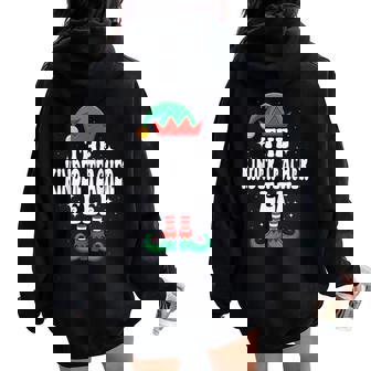 The Kinder Teacher Elf Christmas Matching Family Women Oversized Hoodie Back Print - Thegiftio