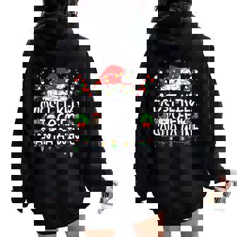 Most Likely To Offer Santa Wine Family Reunion Christmas Women Oversized Hoodie Back Print | Mazezy