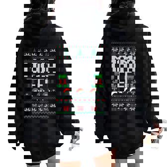 Mama Elf Family Christmas Matching Couple Ugly Sweater Women Oversized Hoodie Back Print - Seseable