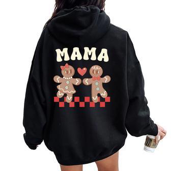 Mama Gingerbread 1St Birthday Family Christmas Matching Women Oversized Hoodie Back Print - Thegiftio UK