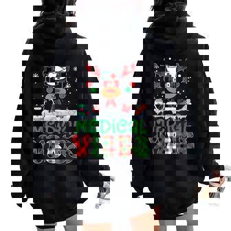 Medical Vibes Nurse Buffalo Red Plaid Reindeer Christmas Women Oversized Hoodie Back Print | Mazezy