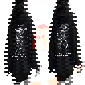 Meowy Catmas Cat Christmas Tree Xmas Girls Boys Cat Women Oversized Hoodie Back Print - Thegiftio