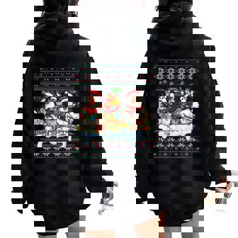 Merry Chickmas Ugly Sweater Chicken Lovers Christmas Outfit Women Oversized Hoodie Back Print | Seseable CA