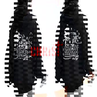 Merry Christ Mas Christian Christmas Jesus Christmas Family Women Oversized Hoodie Back Print | Mazezy