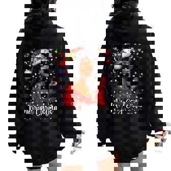 Merry Christmas African American Melanin Pjs Xmas Women Women Oversized Hoodie Back Print - Thegiftio