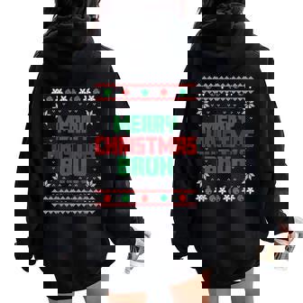 Merry Christmas Bruh Ugly Christmas Santa Women Women Oversized Hoodie Back Print | Seseable FR