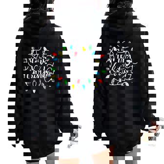 Merry Christmas Lights Xmas Family Matching Pajama Women Women Oversized Hoodie Back Print | Mazezy