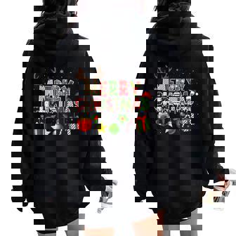 Merry Christmas Lights Xmas Holiday Family Women Women Oversized Hoodie Back Print | Seseable CA