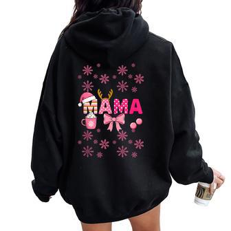 Merry Christmas Pink Bows Mama Mothers Moms Mums Xmas Hat Women Oversized Hoodie Back Print - Thegiftio UK