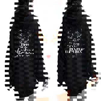 Merry Christmas Reindeer Light Xmas Family Women Women Oversized Hoodie Back Print | Seseable CA