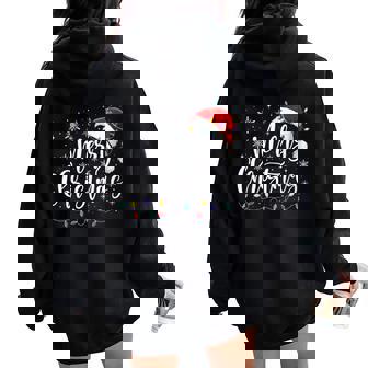 Merry Christmas Santa Hat Snowflakes Lights Women Women Oversized Hoodie Back Print | Seseable CA