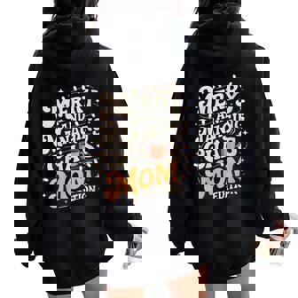 Merry And Managing Chaos Christmas Mom Life Retro Women Oversized Hoodie Back Print | Seseable CA