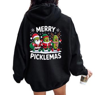 Merry Picklemas Fun Holiday Christmas 2025 For Pickle Lovers Women Oversized Hoodie Back Print - Thegiftio UK
