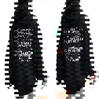 Naughty Nice Drunk Beer Drinking Santa Clause Christmas Women Oversized Hoodie Back Print - Thegiftio