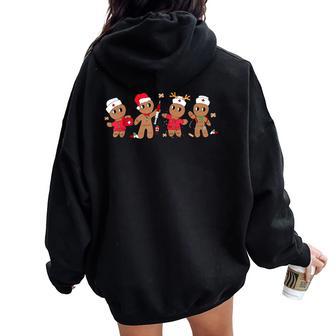 Nurse Cute Gingerbread Christmas Xmas Holiday Nurses Pajamas Women Oversized Hoodie Back Print - Thegiftio UK