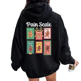 Pain Scale Gingerbread Christmas Stamp Nurse Triage Trauma Women Oversized Hoodie Back Print - Thegiftio UK