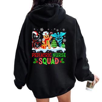 Pediatric Nurse Squad Christmas Nurse Tools Job Gingerbread Women Oversized Hoodie Back Print - Thegiftio UK