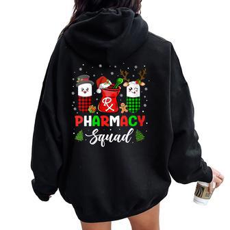 Pharmacy Squad Christmas Pills Pharmacist Santa Women Oversized Hoodie Back Print - Thegiftio UK