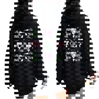 Pink Coquette Bows Christmas Tree Girly Aesthetic Women Oversized Hoodie Back Print - Thegiftio