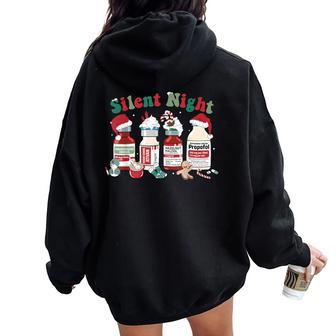 Retro Silent Night Xmas Nurse Christmas Doctor Er Nurse Women Oversized Hoodie Back Print - Thegiftio UK