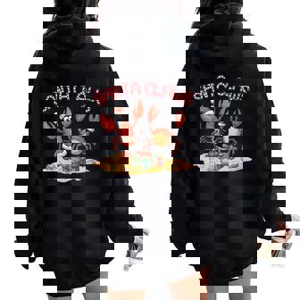 Santa Claws Lobster Crab Christmas Beach Holiday Pun Fun Women Oversized Hoodie Back Print - Thegiftio