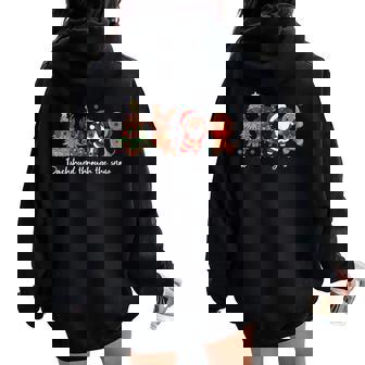 Santa Dachshund Through The Snow Christmas Light Dog Lovers Women Oversized Hoodie Back Print - Thegiftio