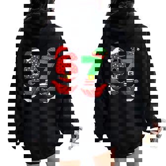 Santa Six And Elf Seven Christmas Hands Gen Alpha Girl Boy Women Oversized Hoodie Back Print | Mazezy