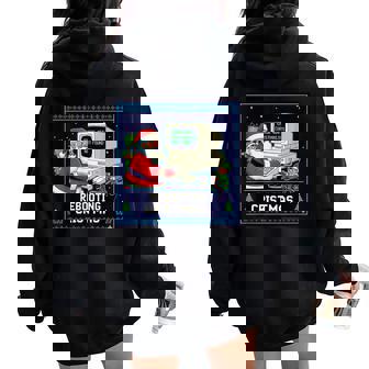 Santa's Tech Support Rebooting Christmas Retro Women Women Oversized Hoodie Back Print | Mazezy