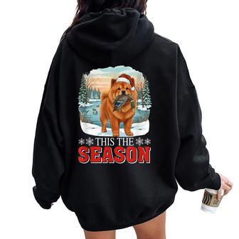 The Season Xmas Santa Chow Chow Hunting Duck Cute Hunter Women Oversized Hoodie Back Print - Thegiftio UK