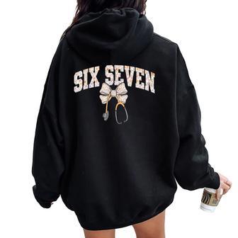 Six Seven Christmas Nurse 67 Meme Coquette Bow Nurse Women Oversized Hoodie Back Print - Thegiftio UK