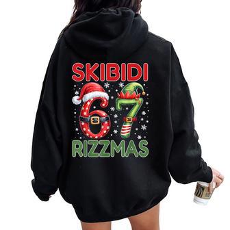 Skibidi Rizzmas 67 Christmas Six Seven Xmas Boys Girls Women Oversized Hoodie Back Print - Thegiftio UK