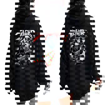 Sleigher Hail Santa Heavy Metal Christmas For & Women Women Oversized Hoodie Back Print | Seseable CA