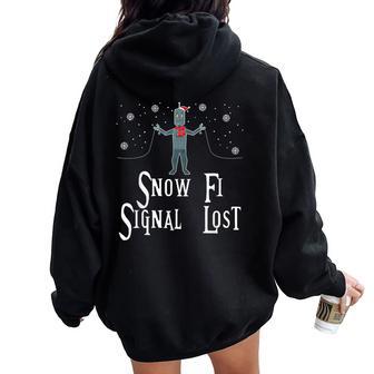 Snow-Fi Signal Lost Snow Christmas Robot Dad Women Oversized Hoodie Back Print - Thegiftio UK