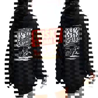 Vintage Husky Sleigh Co Retro Christmas Dog Women Oversized Hoodie Back Print | Seseable CA