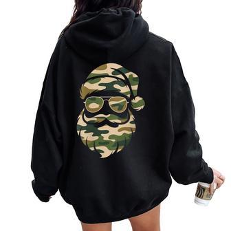 Vintage Santa Face Camouflage Christmas Xmas Camo Boys Women Oversized Hoodie Back Print - Thegiftio UK