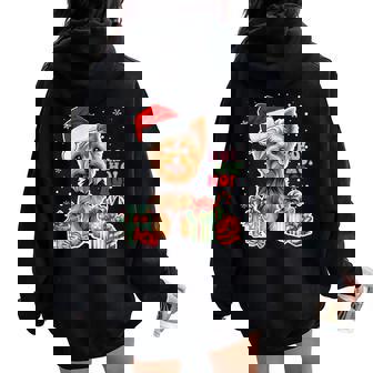 Yorkshire Terrier Christmas Yorkie Xmas Dog Santa Claus Hat Women Oversized Hoodie Back Print - Thegiftio