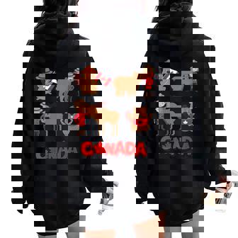 Canada Kids Souvenir Mounted Police Beavers Canadian Flag Women Oversized Hoodie Back Print | Mazezy