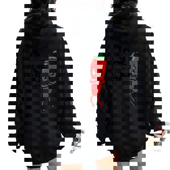 Chili Red Pepper Vegetable Chili Pun I'm Little Chili Women Oversized Hoodie Back Print | Mazezy